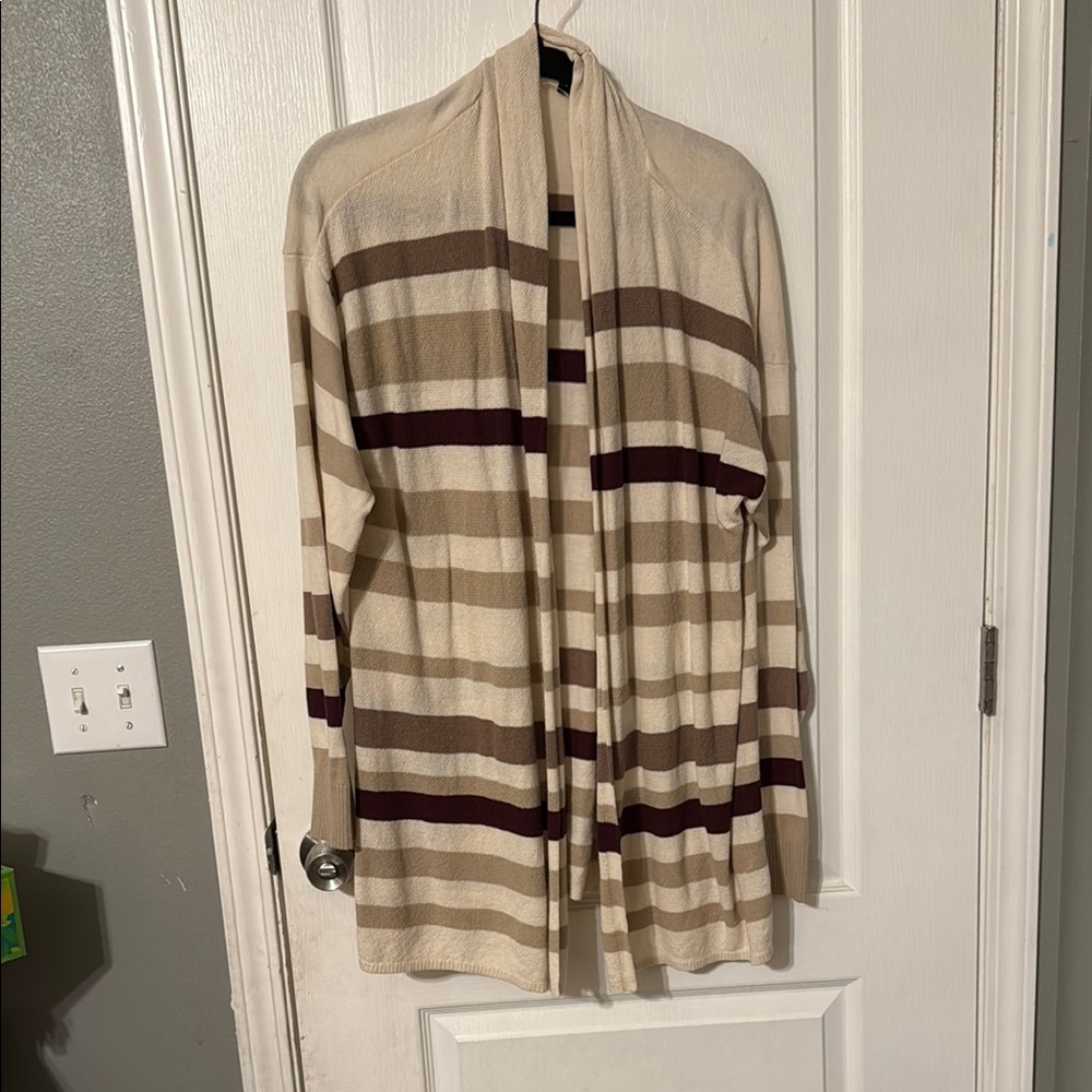 Striped Open Front Cardigan